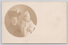 RPPC Woman & Baby Oval Portrait Merton Wisconsin 1907 Real Photo Postcard picture