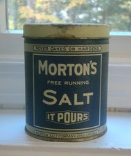 Vintage MORTON'S FREE RUNNING SALT It Pours Metal Tin Canister Can picture