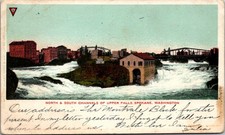 North & South Channels of Upper Falls Spokane WA 1906 Vintage Postcard TPX2 picture