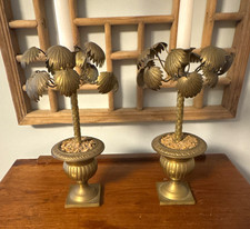 Pair of vintage MCM brass palm tree candlesticks, Two’s Company picture