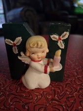 Vintage 1959 Christmas Ceramic Angel Noel replacement  Letter N By Napco green picture