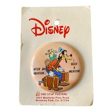 Vintage 1987 Disney Pin Goofy “After My Vacation I Need A Vacation” 1.5