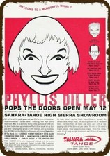 1966 Phyllis Diller SAHARA HOTEL CASINO Lake Tahoe DECORATIVE REPLICA METAL SIGN picture
