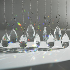 10Pcs Clear Crystal Sun Catcher Teardrop Prisms 38Mm Hanging Pendants picture