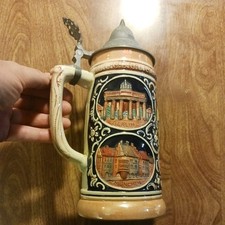 Vintage West Germany DGMB Lidded Stein With Cities Of Germany picture