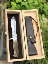 Handmade Fixed Blade Hunting Knife Stag Horn Handle German Style Outdoor Knife picture