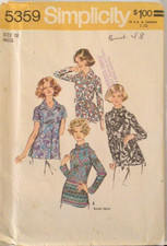 SIMPLICITY 5359 MISSES SIZE 18 BLOUSES SEWING PATTERN ©1972 CUT picture