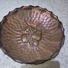Vintage Gregorian USA Hammered Copper Fruit Bowl Embossed Elegance 14