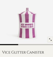 Jonathan Adler Glitter Ceramic Canister Purple White Striped NEW UnopenedLast 1 picture