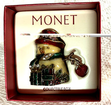 Monet Christmas Snowman Trinket Box NIB picture