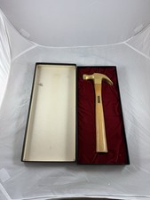 Vintage Stanley 100 Plus Golden Hammer of Merit Gold Tone Award Hammer w/ Box picture