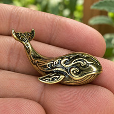 Small Whale Figurine Metal Miniature, Metal Look Decorative Collectible picture