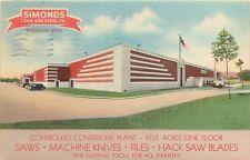 Postcard 1946 Massachusetts Fitchburg Simonds Saw advertising linen MA24-2031 picture