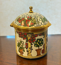 Vtg Staffordshire Enamels Garden Gazebo Trinket Box Bonbonniere England Signed picture