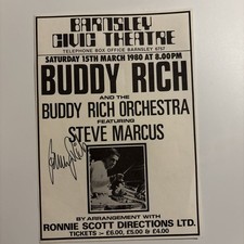 Buddy Rich Hand Signed Original A5 Poster Flyer 1980 Barnsley Civic Theatre picture