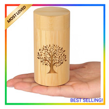 Small Bamboo Urn for Human Ashes Keepsake with Tree of Life Pattern, 7.5 Cubic picture