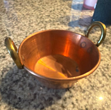 Small Copper Pot/Bowl with Brass Handles, Approx 4 in Diameter picture
