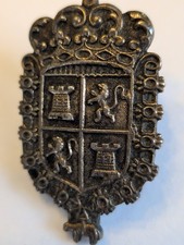 Antique Or Vintage Spanish Castile and Leon Coat of Arms Insignia Sterling Pin picture