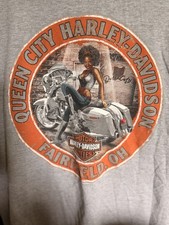Harley Davidson Motorcycle Gray Shirt Men 2XL African American Pin Up/ Wolf Ohio picture