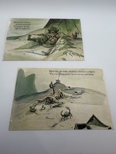 Vintage 1966 Disneyland Pirates of the Caribbean Concept Art Postcards Lot of 2 picture