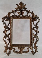 Antique Ornate Victorian Style Rectangular Tabletop Brass Finish Picture Frame picture