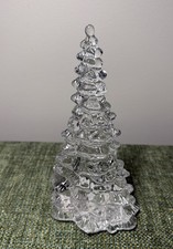 Vintage Clear Glass Christmas Tree Figurine 7.5