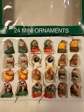 Vintage Mini Christmas Ornaments 24 Pc Resin Small Woodland Animal Critters 1996 picture