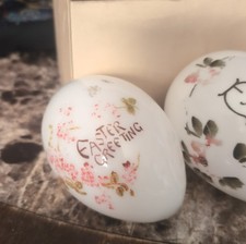 Three Antique Victorian Glass Easter Eggs picture
