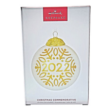 Hallmark 2022 Christmas Commemorative Glass Ball Keepsake Ornament, Holiday, NIB picture