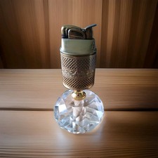 Vintage Beautiful Evans Cut Glass Ball Table Top Lighter With Insert picture