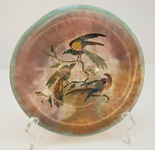 Enameled Copper Plate De Kern Holland Birds Handpainted picture