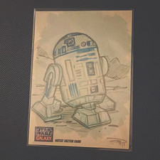 Topps 2011 Star Wars Galaxy R2-D2 Artist Sketch Insert Card 1/1 Denis Medri picture