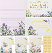 Elegant Floral Stationary Set Letter and Envelopes with 4 Unique Designs, Lined picture