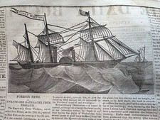 1839 SS Great Western Steamer Steamship Newspaper W/ Engraving Steam Ship Boat picture