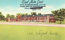 Royal Motor Court - Livonia, Michigan - Linen Postcard picture