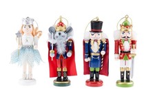 Traditional Wooden Nutcracker Ornaments 4 Pack - 5 Inch Festive Christmas Décor picture