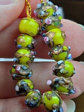 Ultra Rare Fancy Floral Bumpy Antique Venetian Glass Trade Bead African BEADS picture