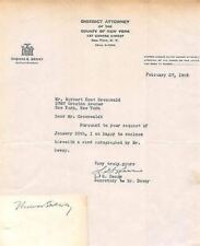 Thomas Dewey Autograph Signed Card With Original NY District Attorney Letterhead picture