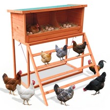 3-in-1 Wooden Chicken Nesting Box with Perch & Swing, 3 Compartments for Hens picture