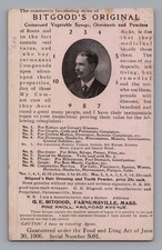 1906 G. E. Bitgood RX Medicine Trade Card Farnumsville Mass Advertising SCARCE picture