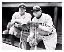 BABE RUTH & LOU GEHRIG LEGENDARY NEW YORK YANKEE BASEBALL PLAYERS 8X10 B&W PHOTO picture