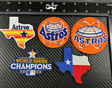 (5) HOUSTON ASTROS IRON ON & SEW EMBROIDERED PATCH SET RETRO THROWBACKS NEW ⚾️ picture