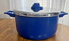 NEW T-Fal- Vented Pot Stainless Steel Non -Stick Denim Blue-11 1/2”Dia. Vintage picture