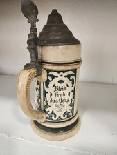 Antique Reinhold Hanke German Beer Stein RH 1131 Relief 0.5 L Pewter Lid Rare picture