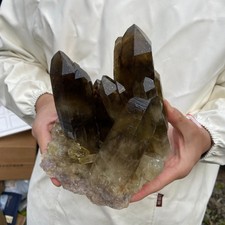 4.3lb Natural Smoky Black Quartz Crystal Cluster Raw Mineral Specimen picture