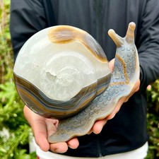 2.4LB Hand Carved Agate Amethyst Druzy Snail Crystal Animal Statue Healing picture