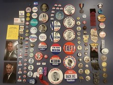 Large Lot of Political Campaign Buttons and Ephemera 1880s-1980s picture