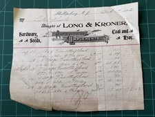 Vtg 1902 Merchant Billhead Invoice Receipt Phillipsburg NJ Long & Kroner picture