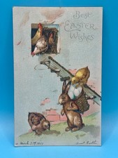 1907 Easter Postcard Bunny Chicks Chickens 