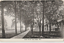 Lake Street-Lake Mills, Wisconsin WI antique postcard-undivided back picture